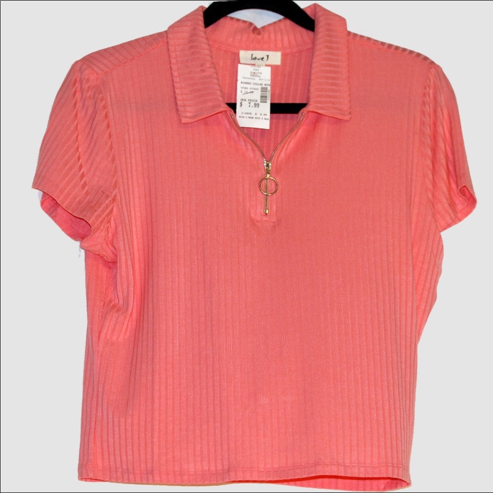 Pink Quarter-Zip Crop Top - Picture 3 of 4
